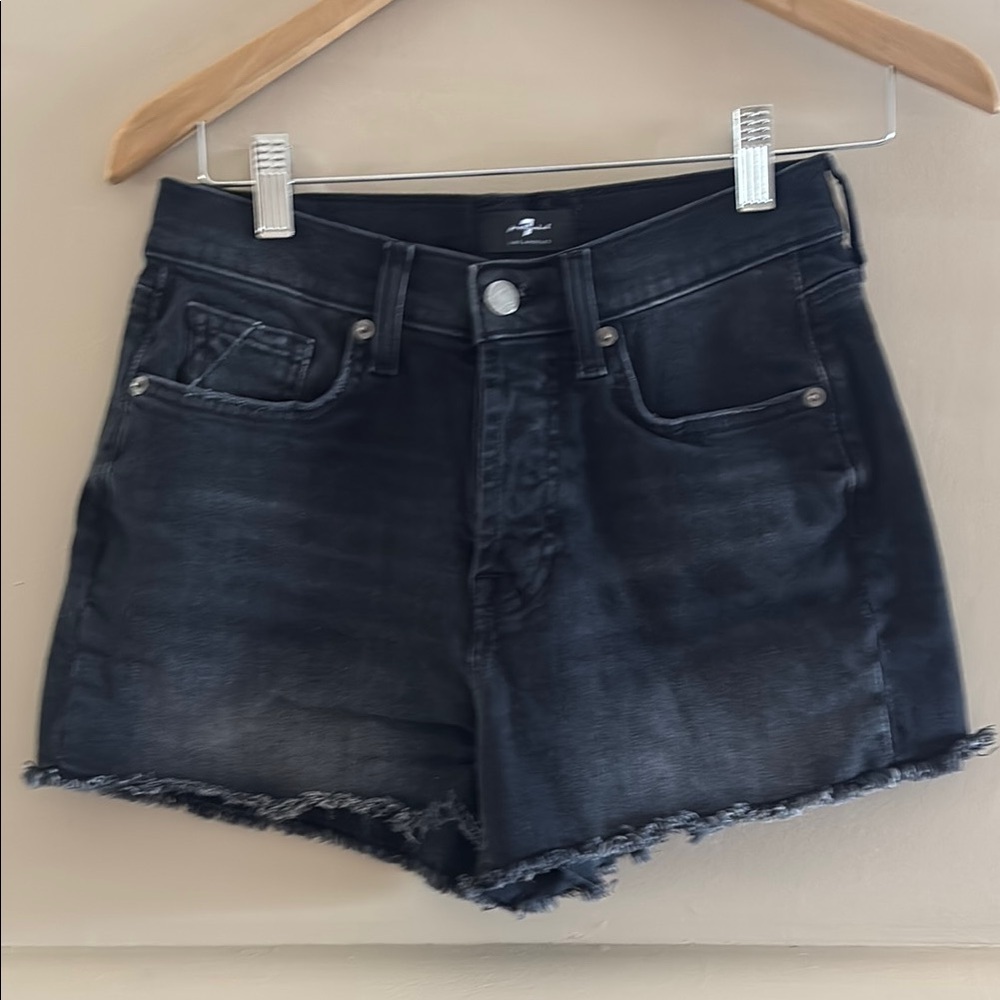 7 For All Mankind Monroe Cut Off Shorts. Black. Size 24. Excellent Condition.